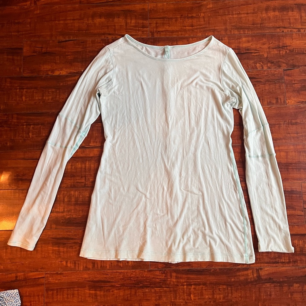 Lululemon relaxed fit boat neck long sleeve t a line mint green light blue 8 M